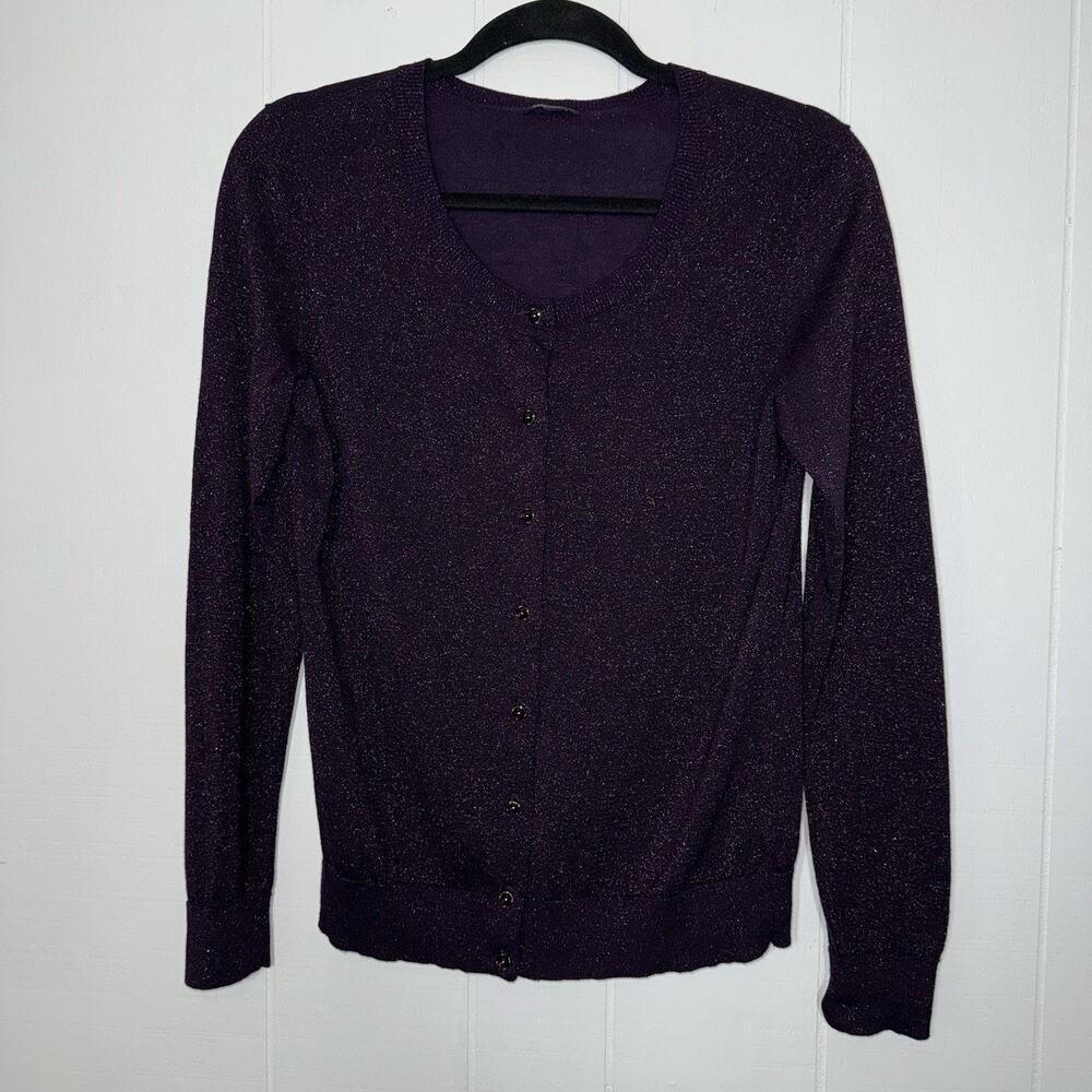 Talbots Women’s Purple Metallic Cardigan Sweater Size Small